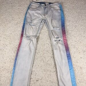 NEW !‎ KDNK 1141411 Mens Size 32 Tie Dye Striped Slim Fit Skinny Denim Jeans